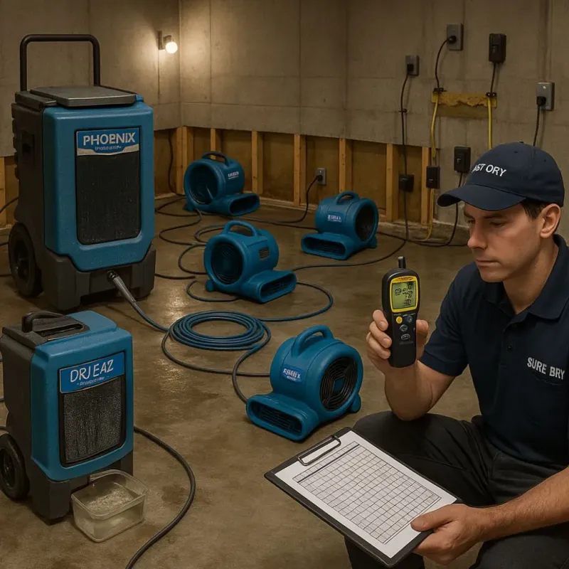 Structural Drying and Dehumidification process in Motley, VA